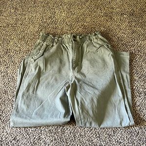 Green paper bag pants